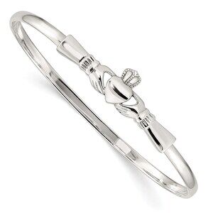 Kazi Luxury Sterling Silver Claddagh Bangle Bracelet